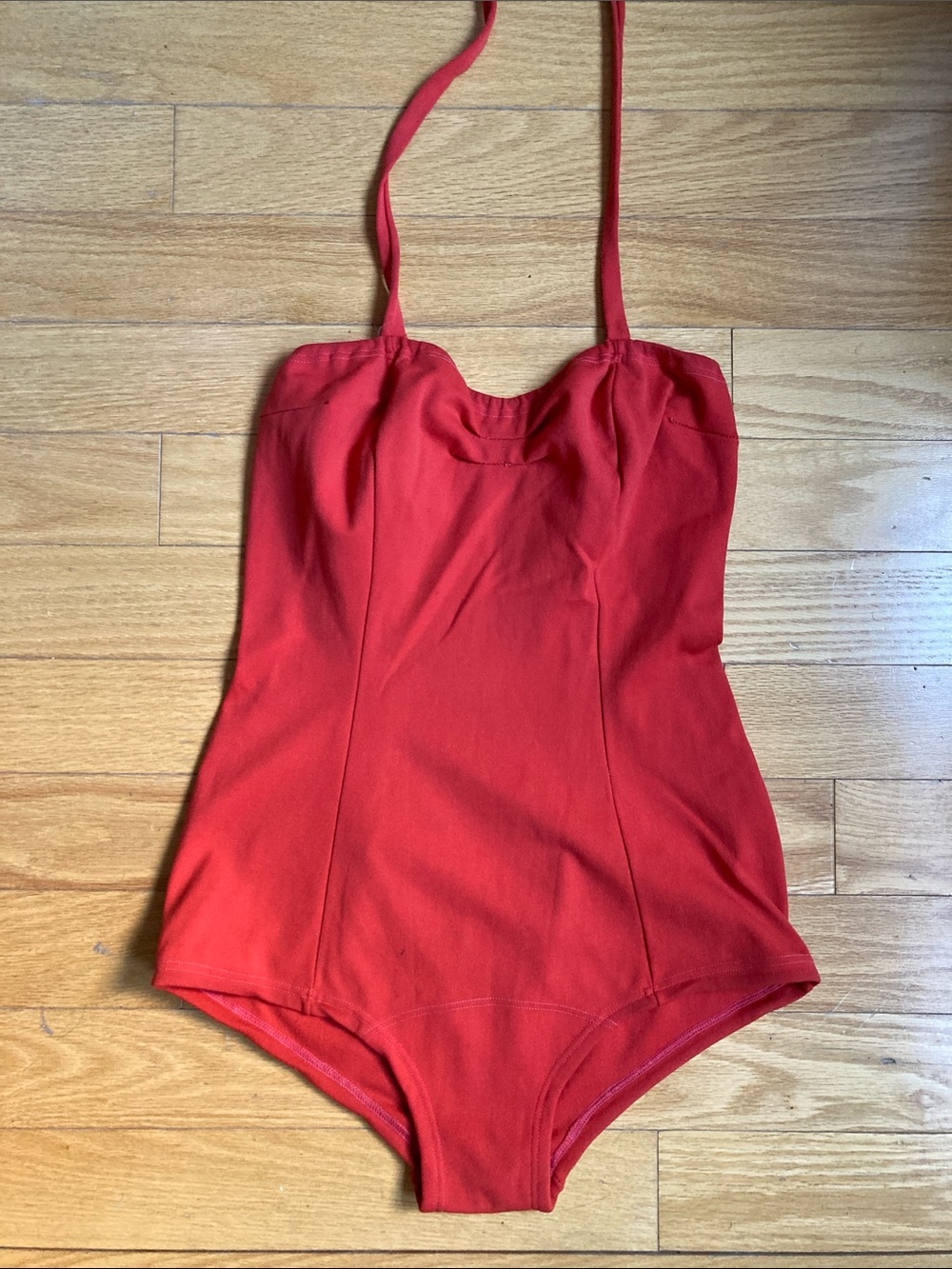 Vintage Red One-Piece Swimsuit with Adjustable Straps